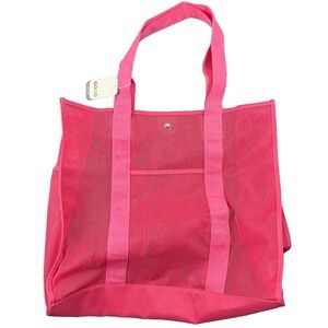 NWT SHED RAIN Gogo mesh LARGE beach tote PINK shoulder bag 18x16x6